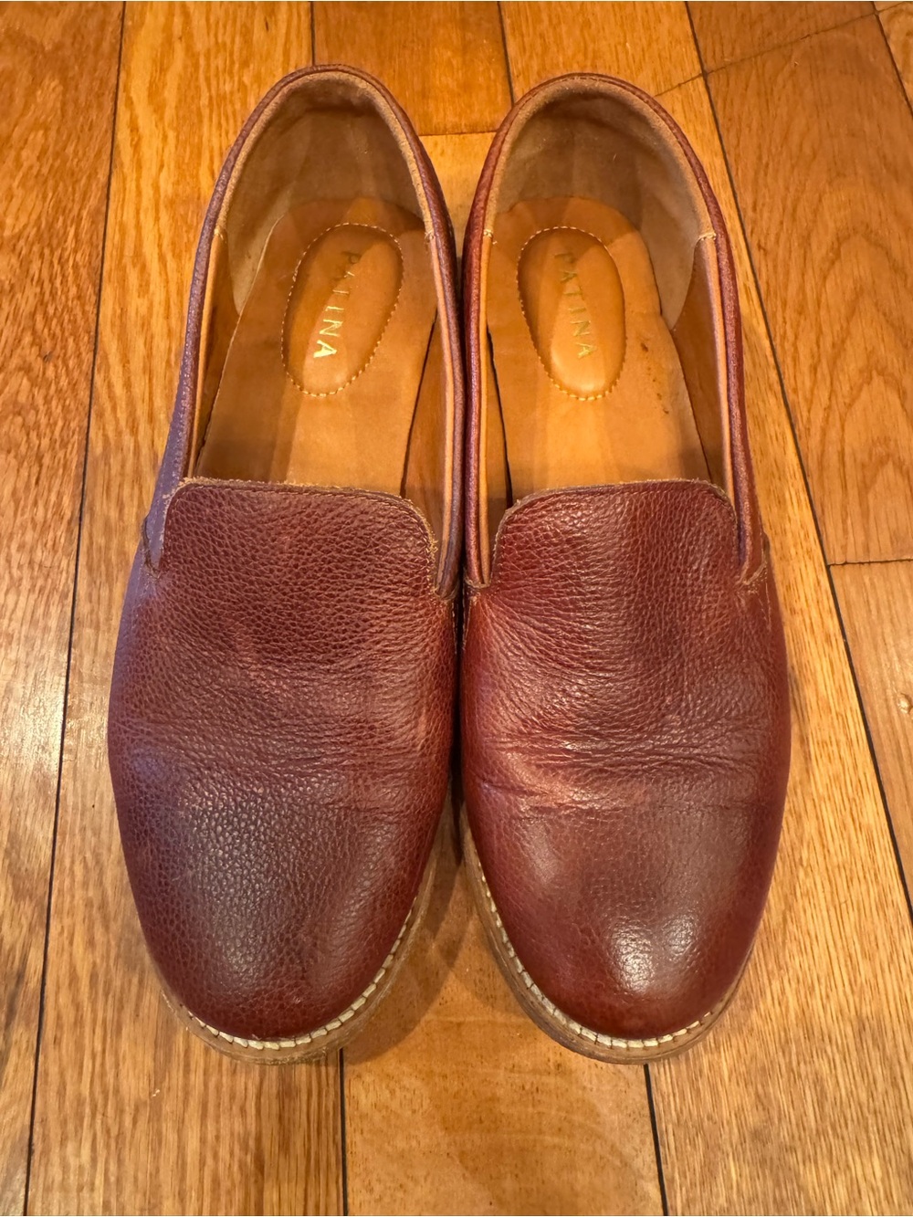 Patina Brown Pebbled Leather Slip‑On Loafers – Size 9.5 (EUR 40)